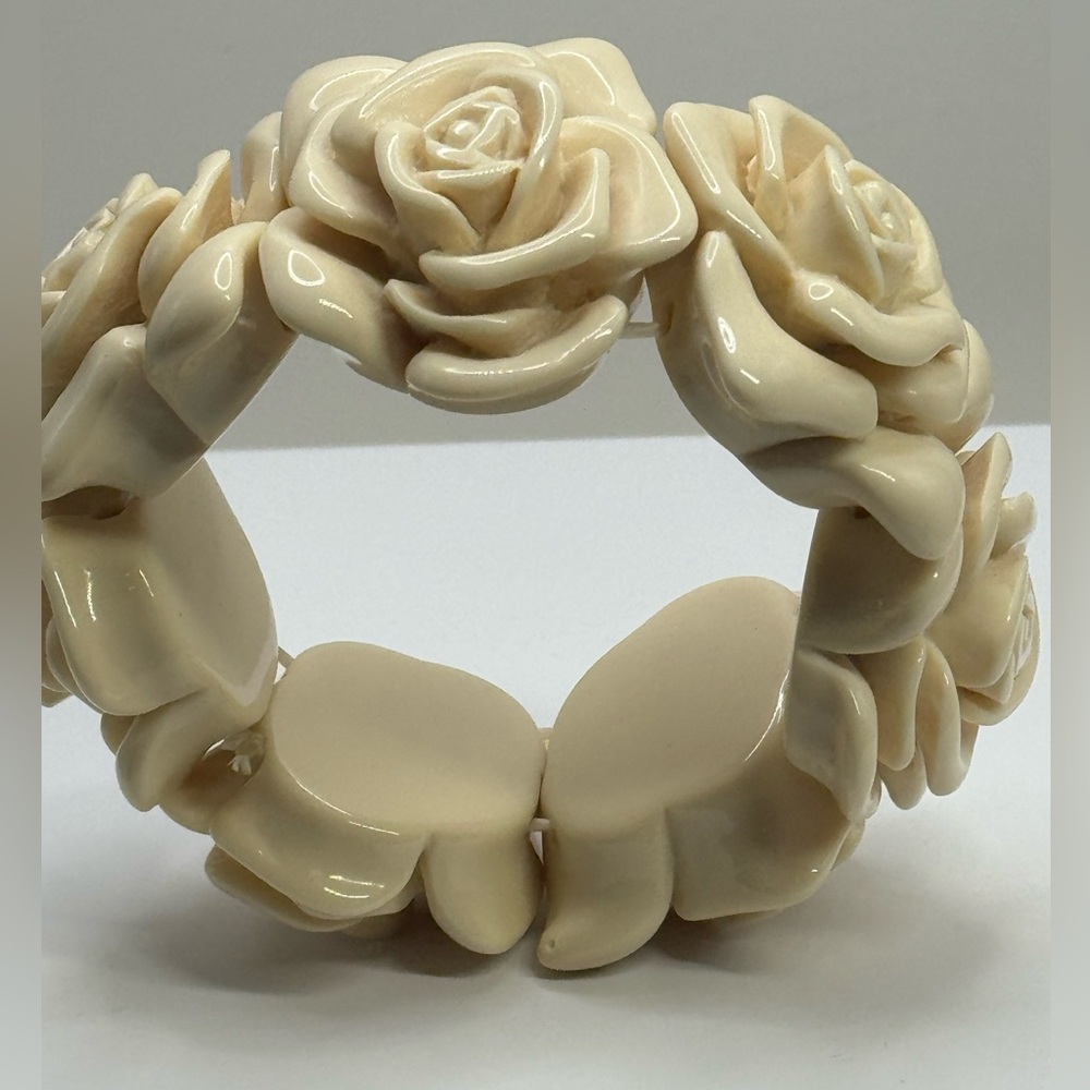 Vtg Cream Rose Bracelet - Picture 5 of 7